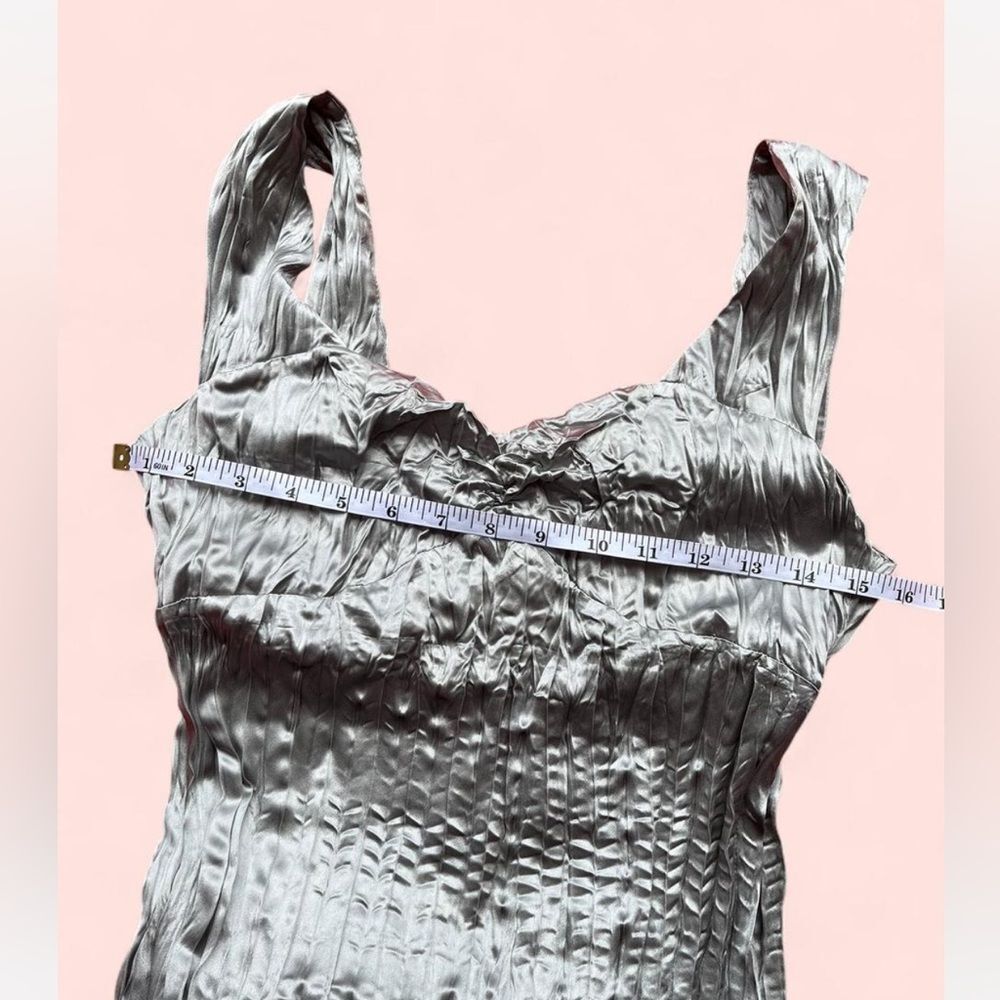 Sigrid Olsen Silver Pleated Satin Tank Top - Picture 8 of 8